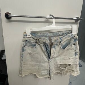 American Eagle Outfitters Women's Distressed Denim Shorts - Light Blue